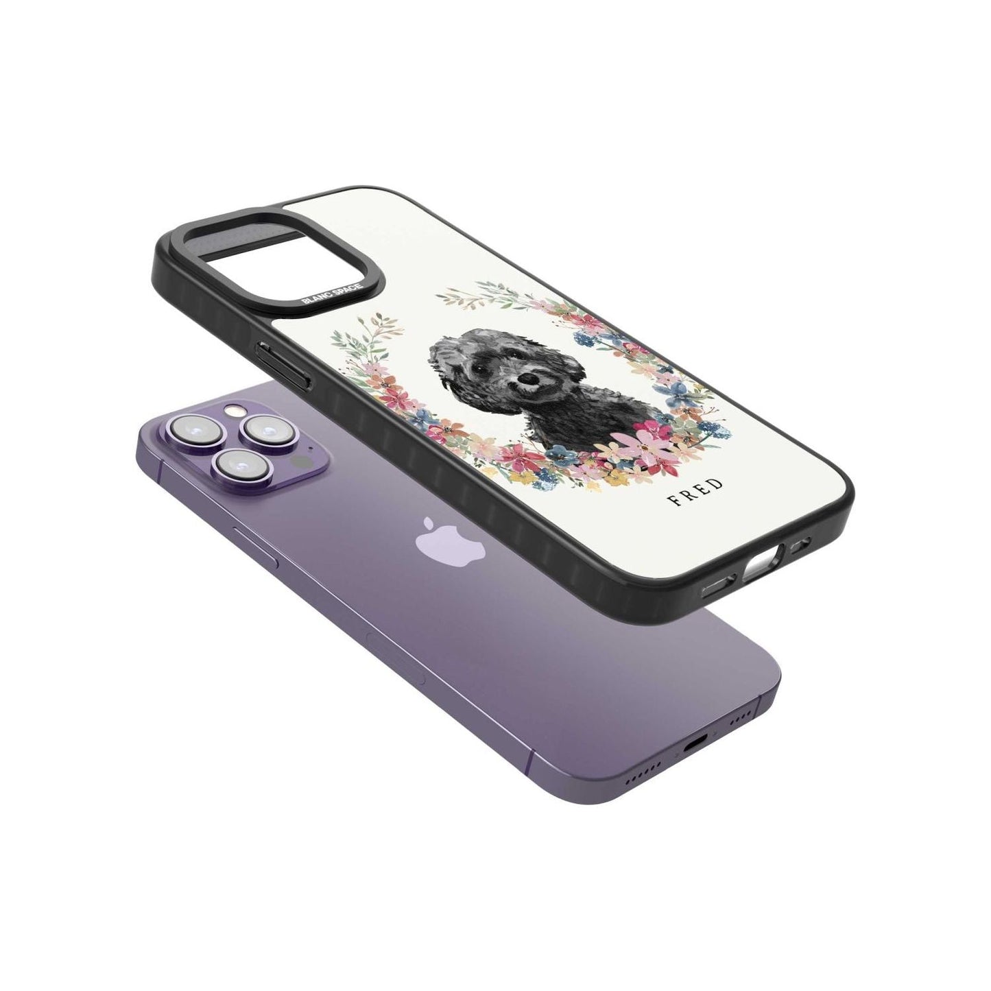 Personalised Black Cockapoo Floral Portrait