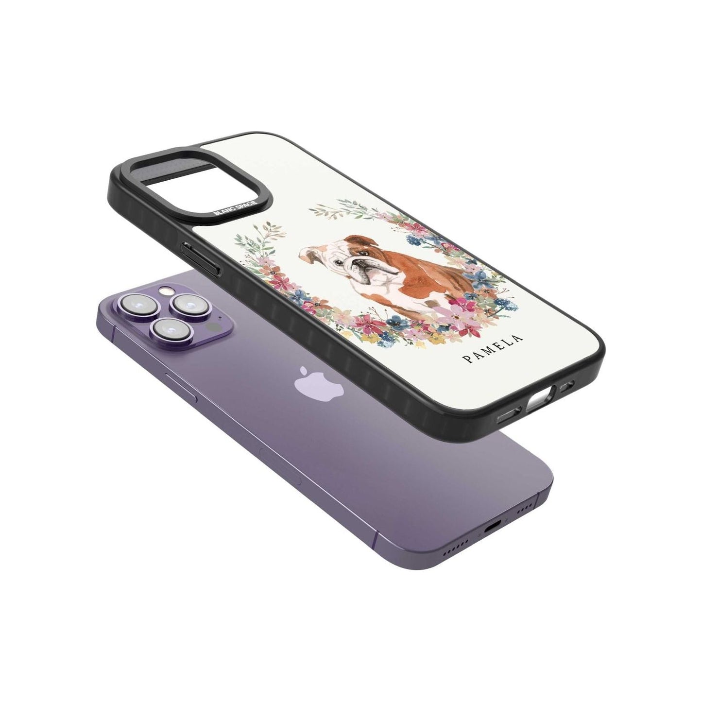 Personalised English Bulldog Floral Portrait