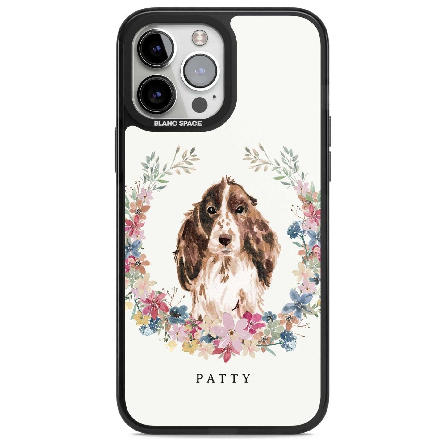 Personalised Cocker Spaniel Floral Portrait