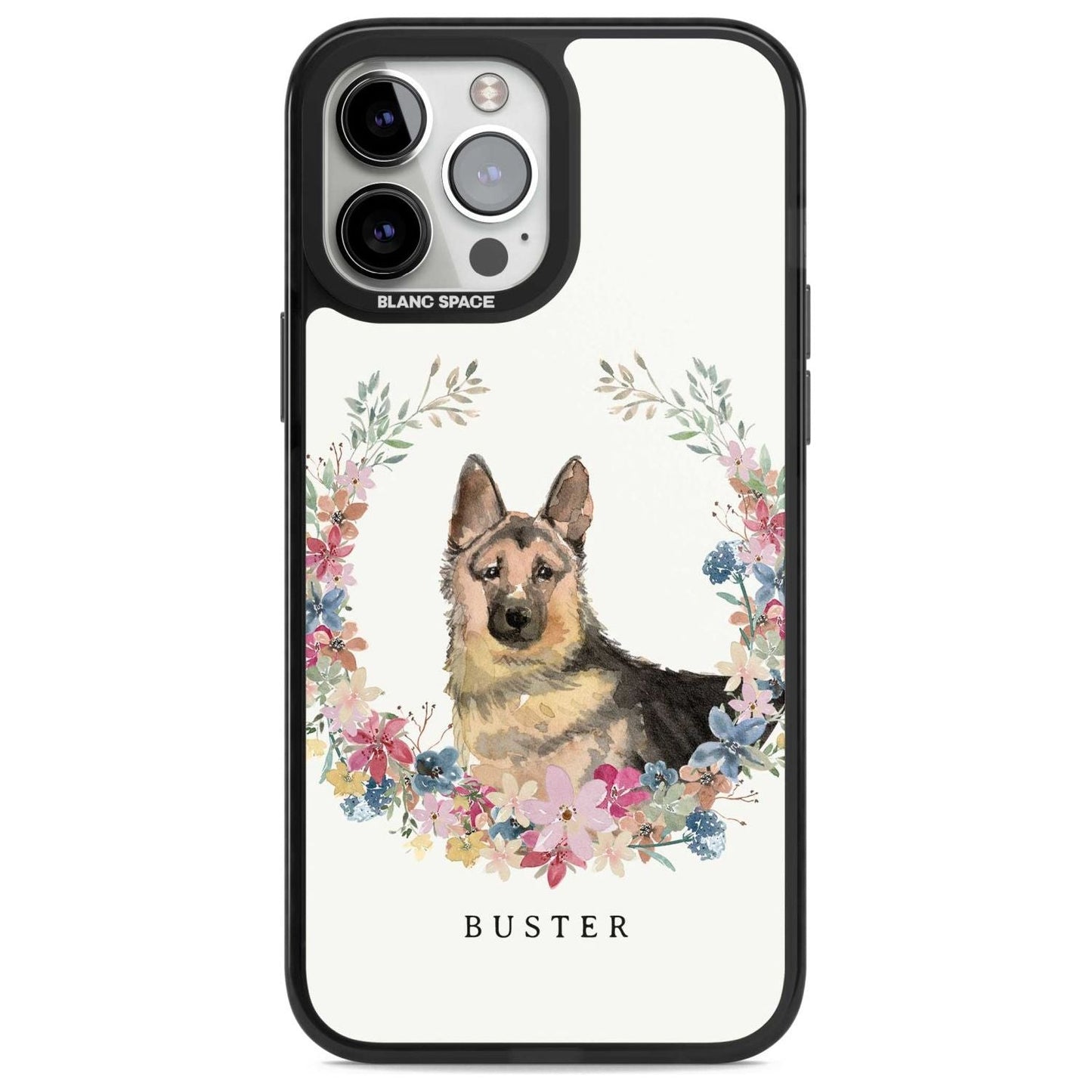 Personalised German Shepherd Floral Portrait