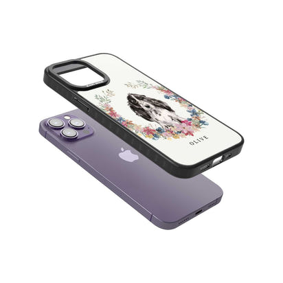 Personalisiertes Blumenporträt eines schwarzen Cocker Spaniels