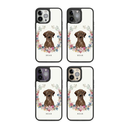 Personalised Chocolate Labrador Floral Portrait
