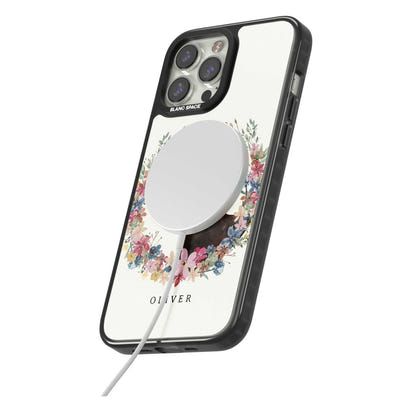 Personalised Black & Tan Dachshund Floral Portrait