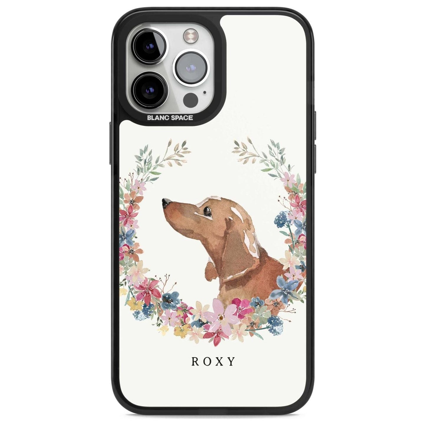 Personalised Tan Dachshund Floral Portrait