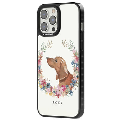 Personalised Tan Dachshund Floral Portrait