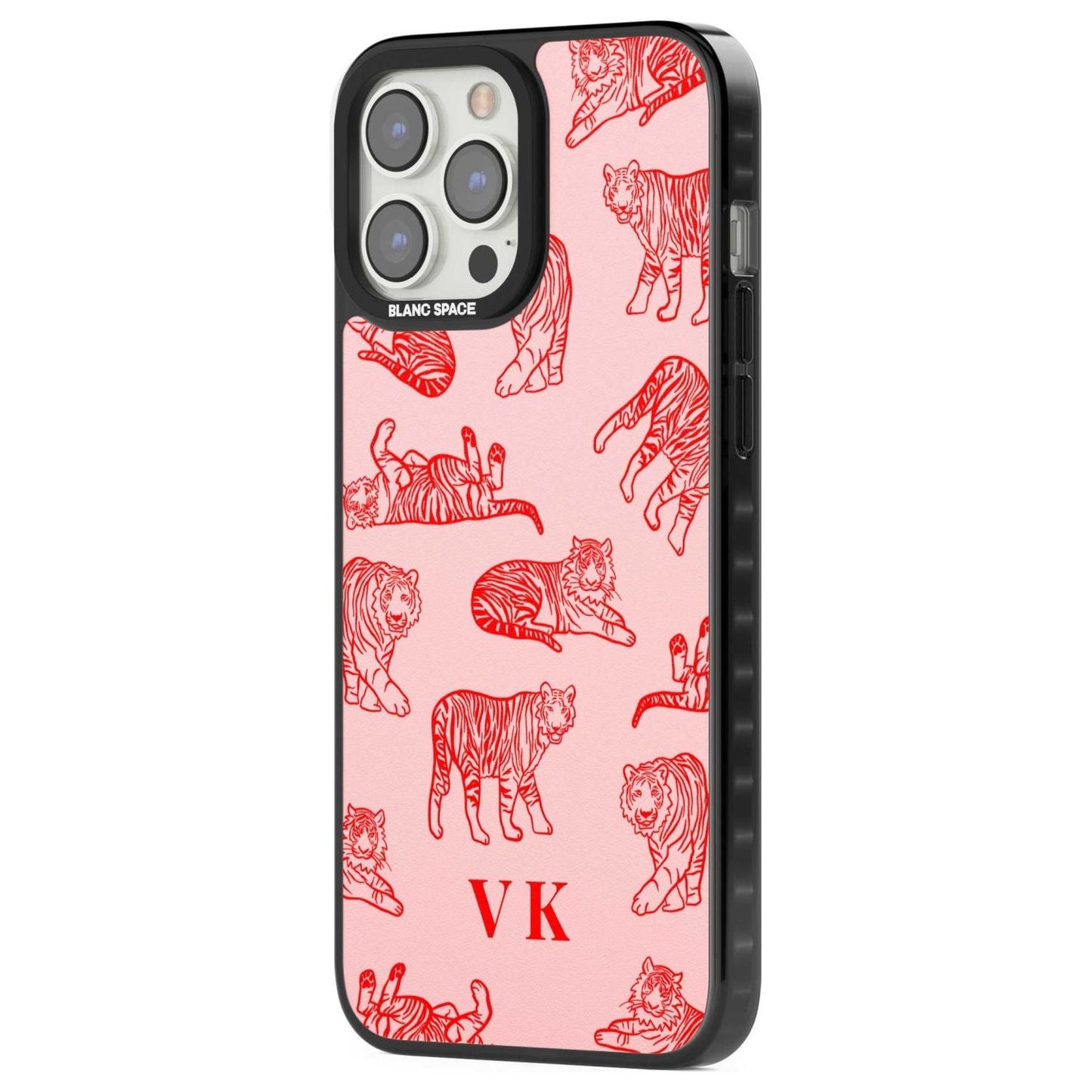 Personalised Red Tiger Outlines On Pink
