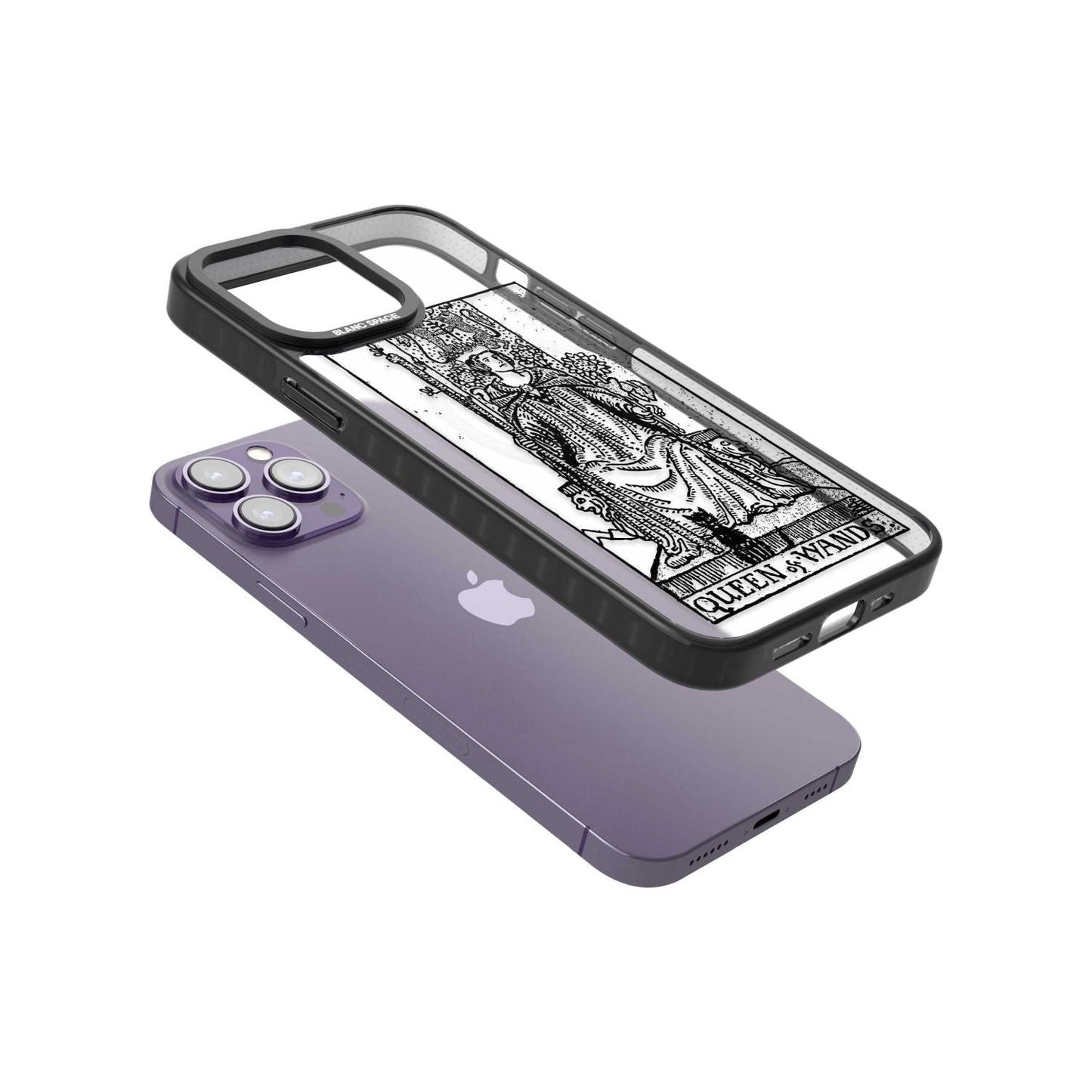 Personalisierte Tarotkarte „Königin der Stäbe“ (transparent)