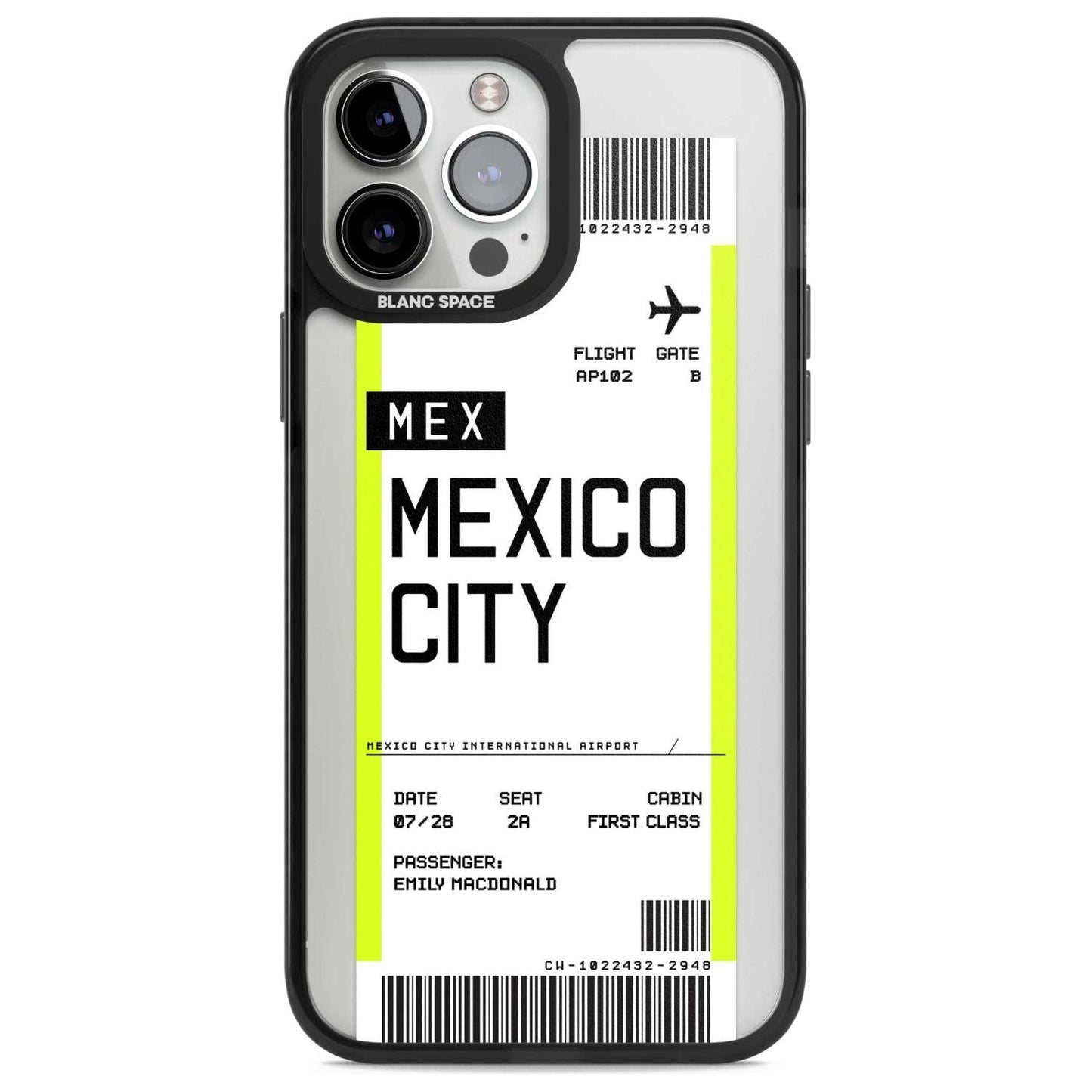 Carte d'embarquement personnalisée pour Mexico