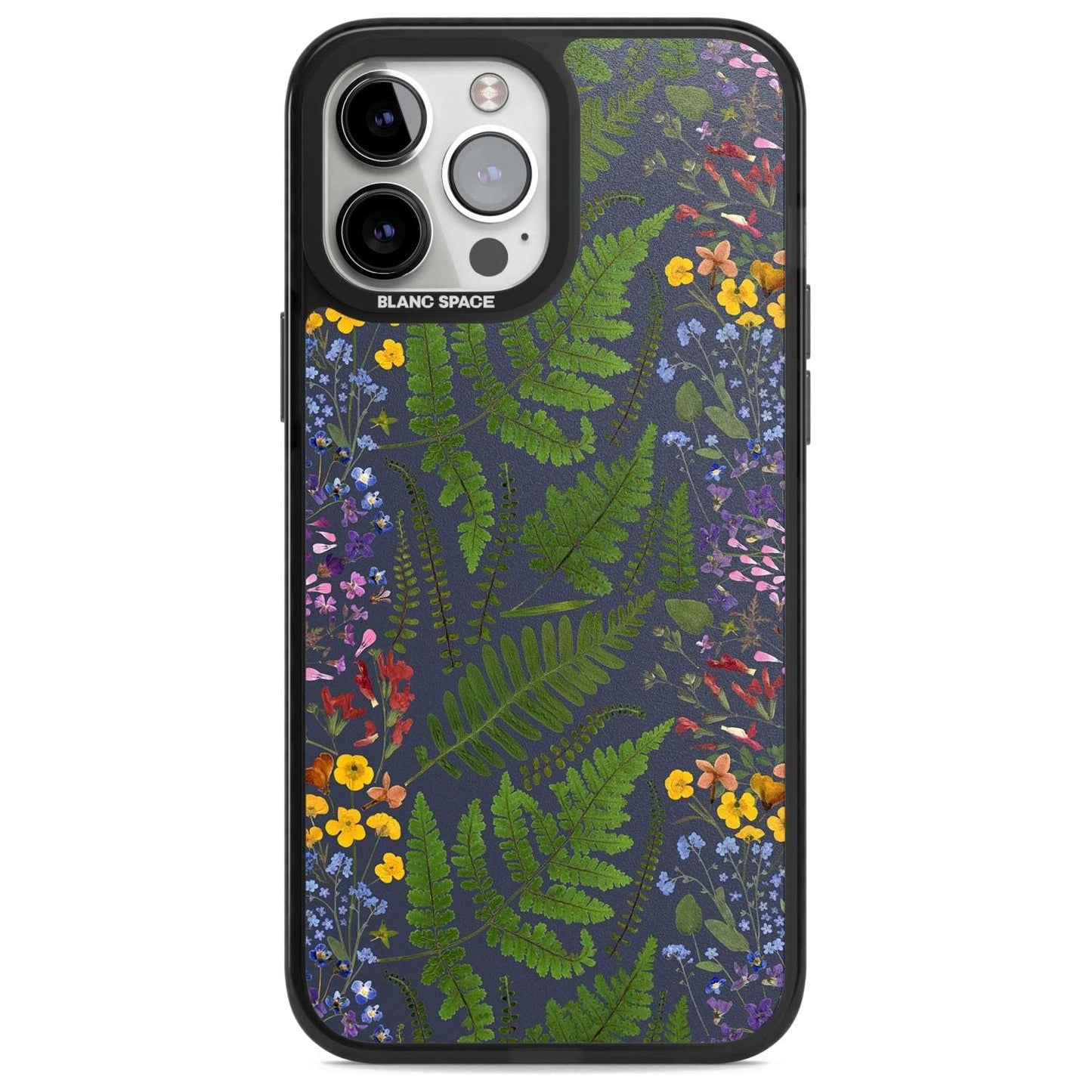 Busy Floral And Fern Design Navy