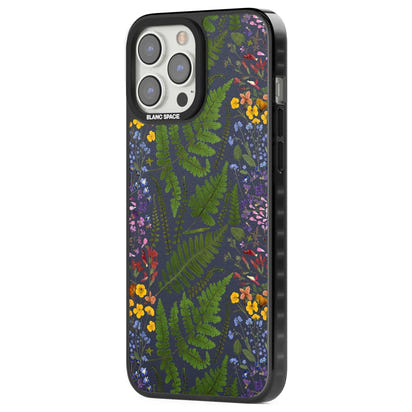 Busy Floral And Fern Design Navy