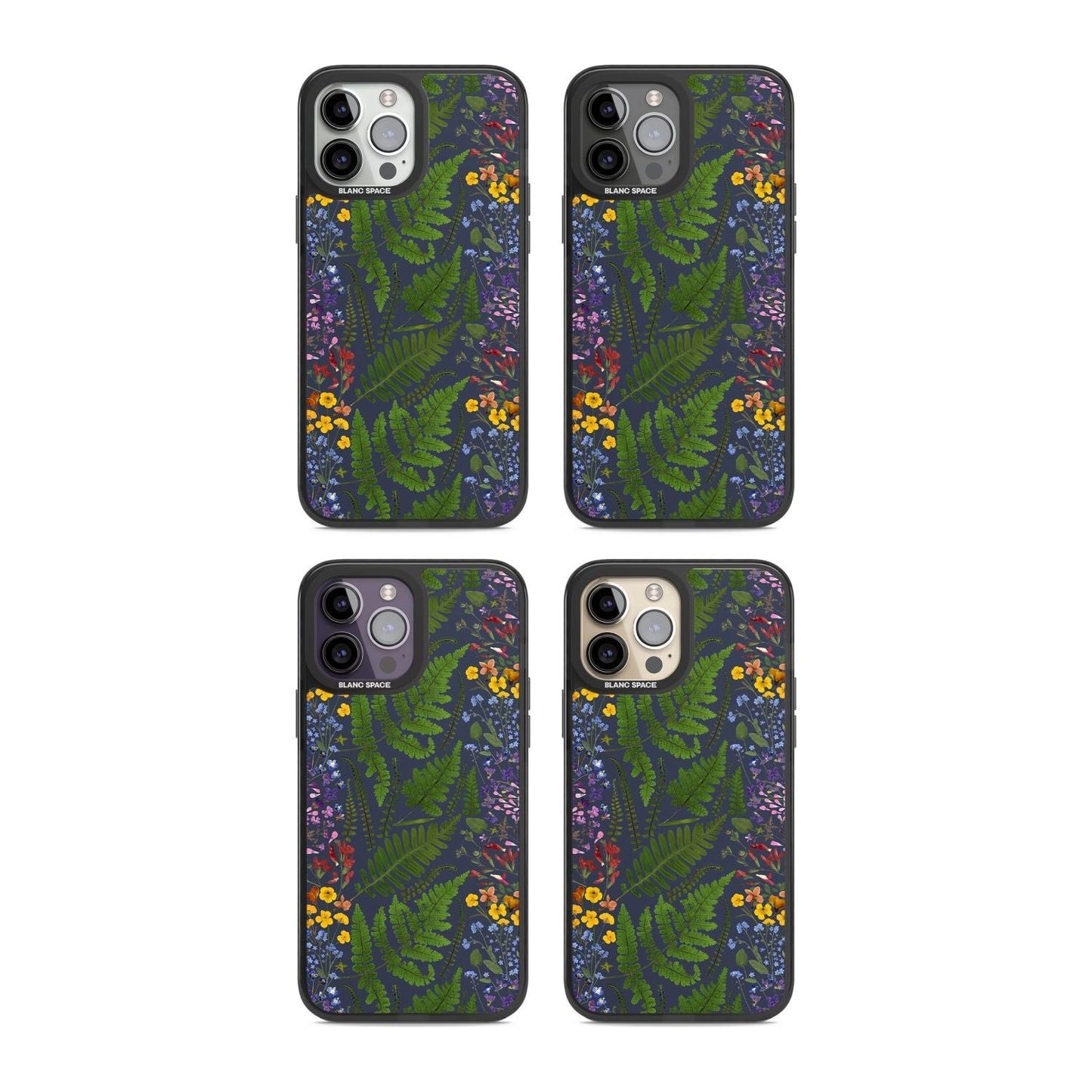 Busy Floral And Fern Design Navy