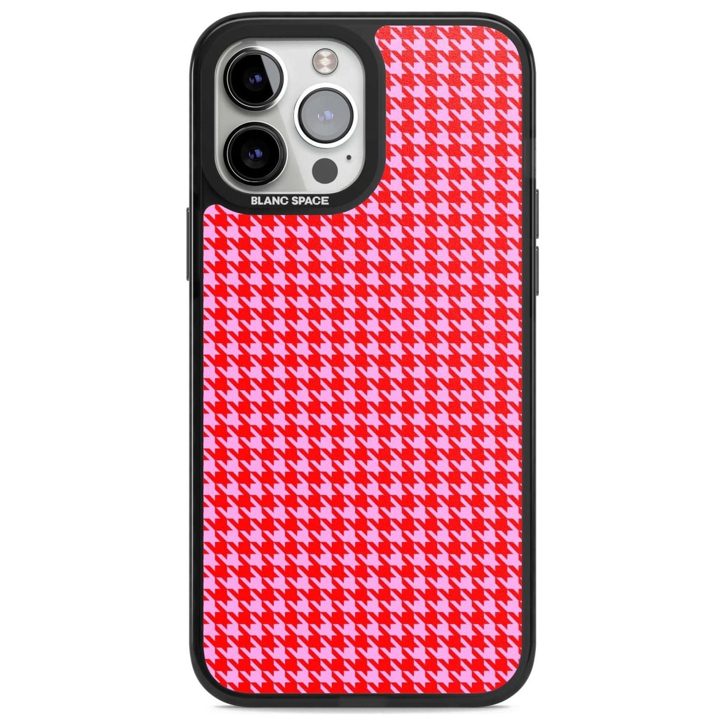 Pied-de-poule rose fluo et rouge