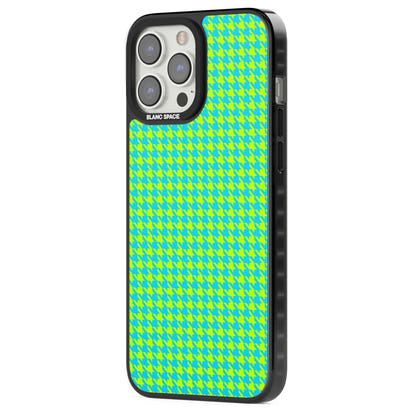 Neon Lime & Turquoise Houndstooth