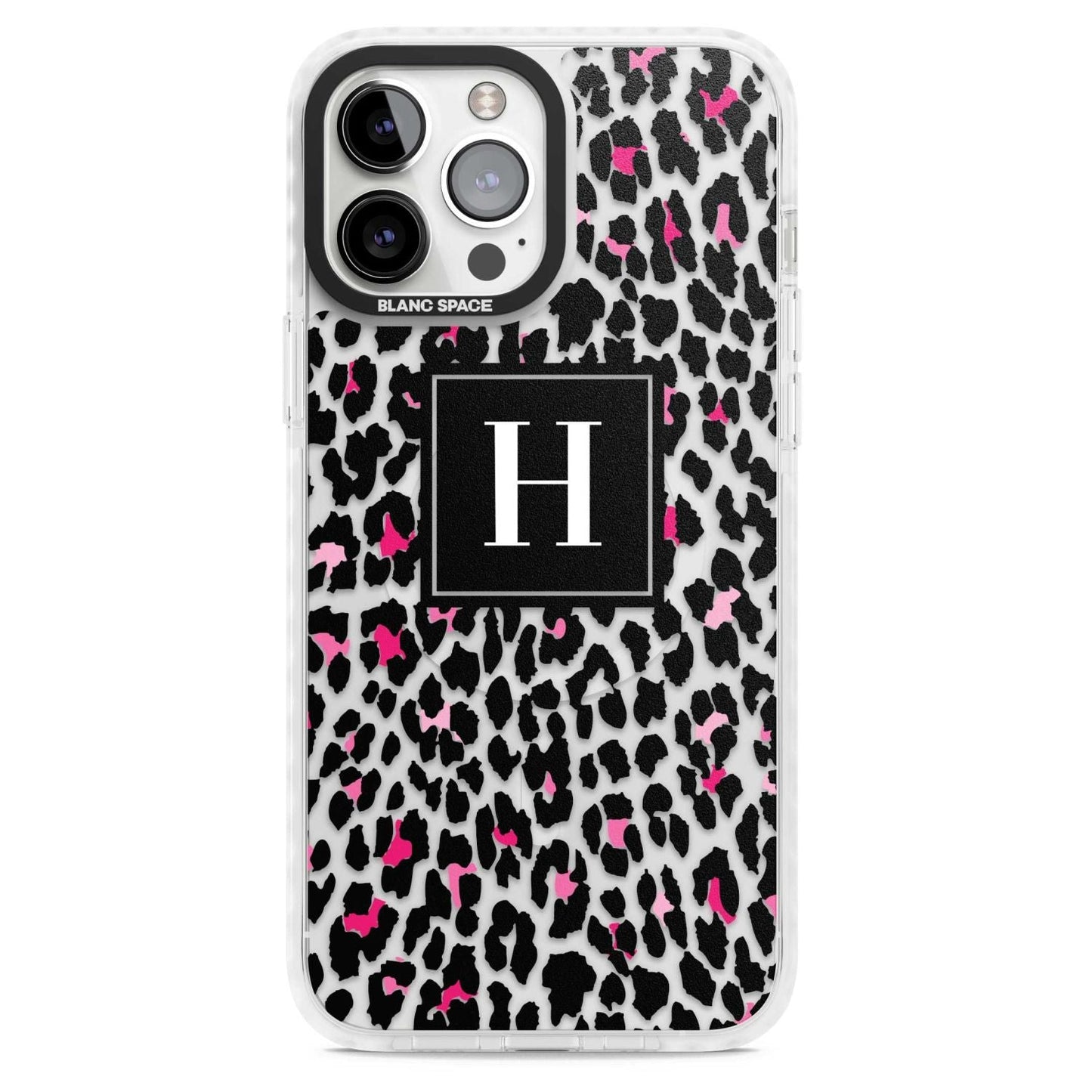 Personalised Clear Pink Leopard Monogram