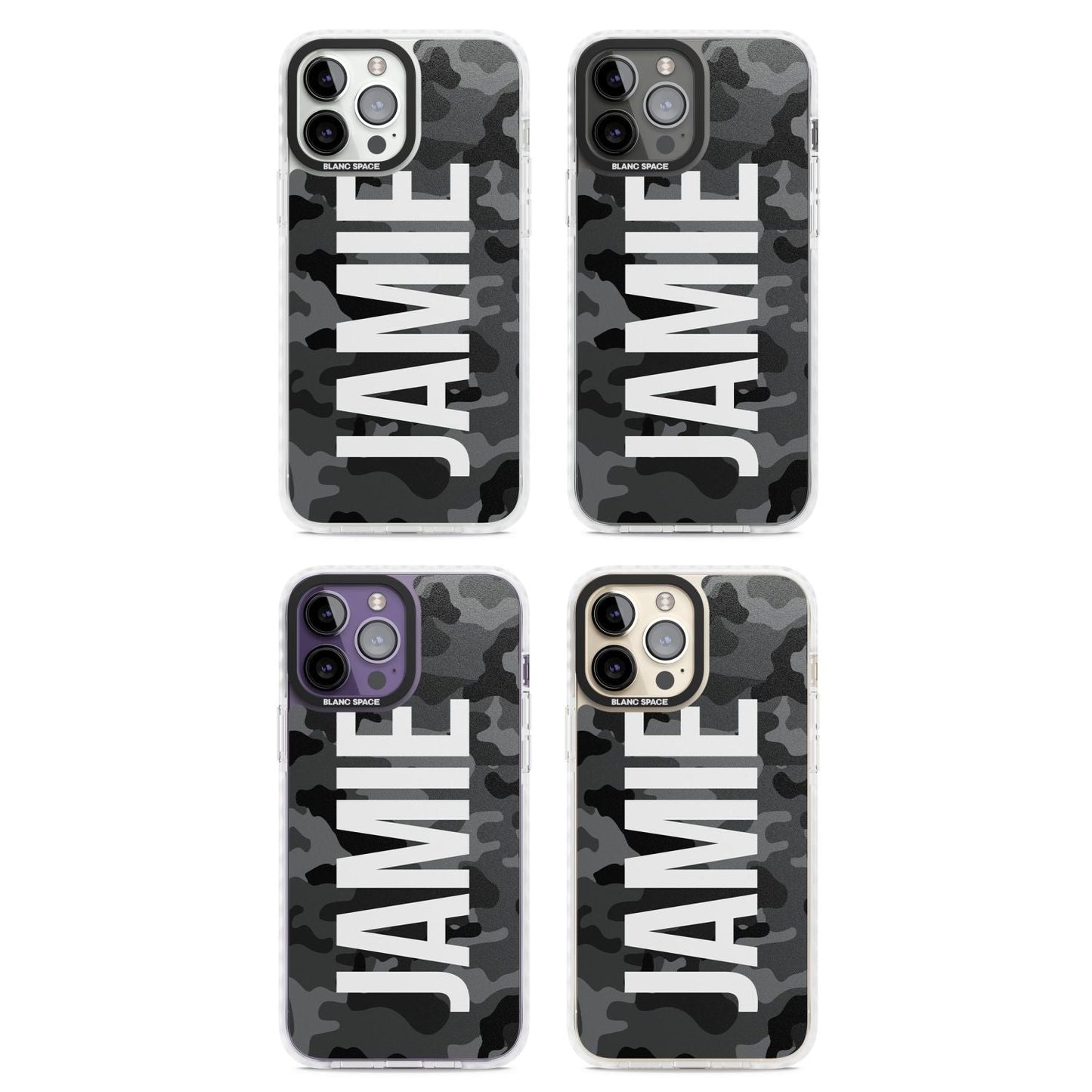 Personalised Black Camo Name Vertical