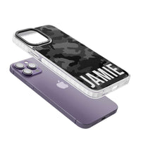 Personalisierter Name im schwarzen Camouflage-Muster (horizontal)