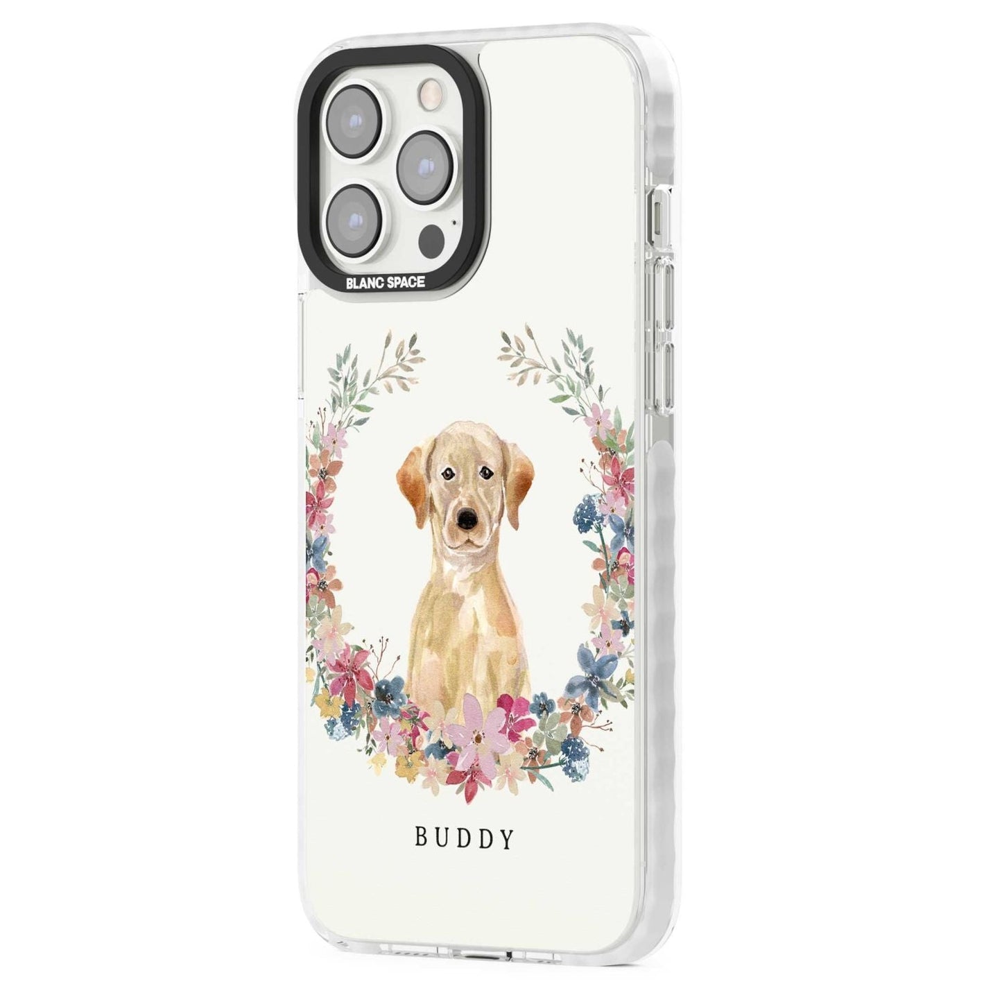 Portrait floral personnalisé d'un Labrador Retriever jaune