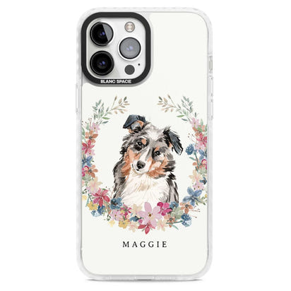 Personalised Australian Shepherd Floral Portrait