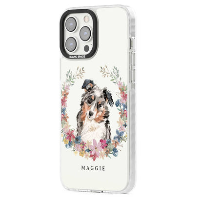 Personalised Australian Shepherd Floral Portrait