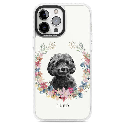 Personalised Black Cockapoo Floral Portrait