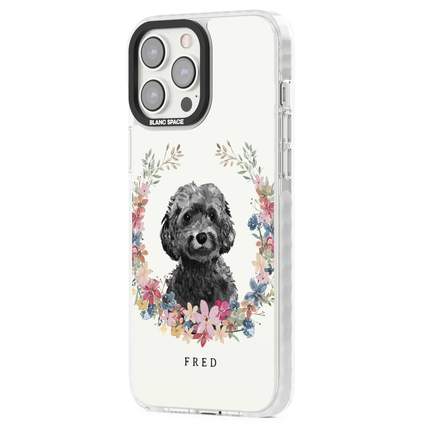 Personalised Black Cockapoo Floral Portrait