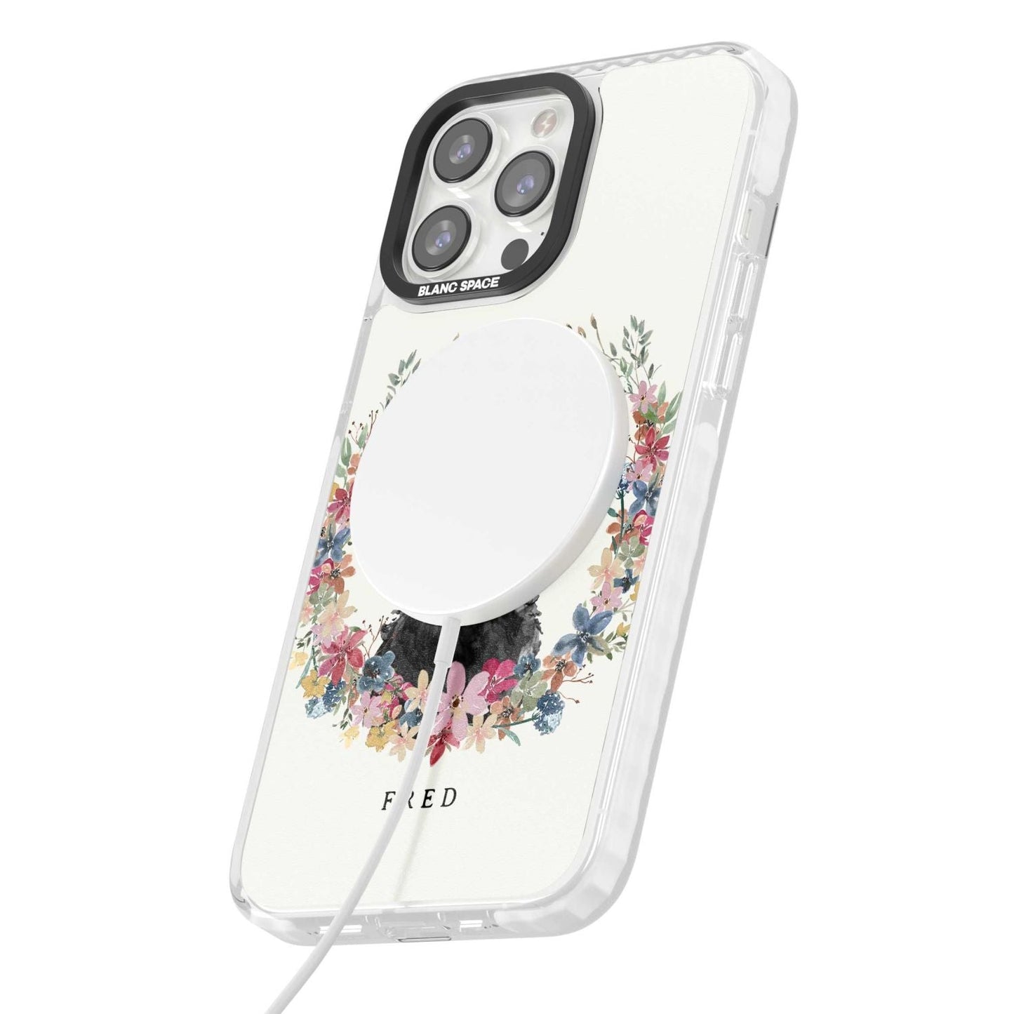 Personalised Black Cockapoo Floral Portrait