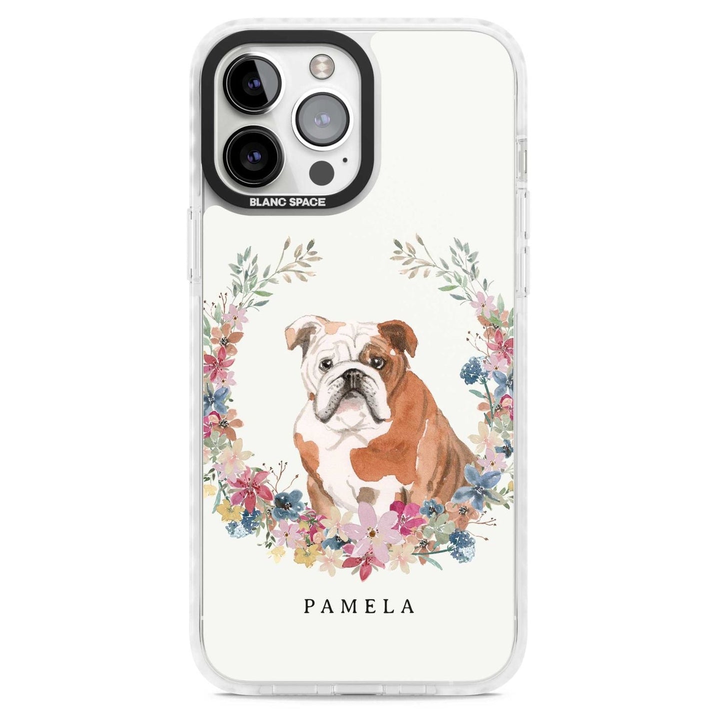 Personalised English Bulldog Floral Portrait
