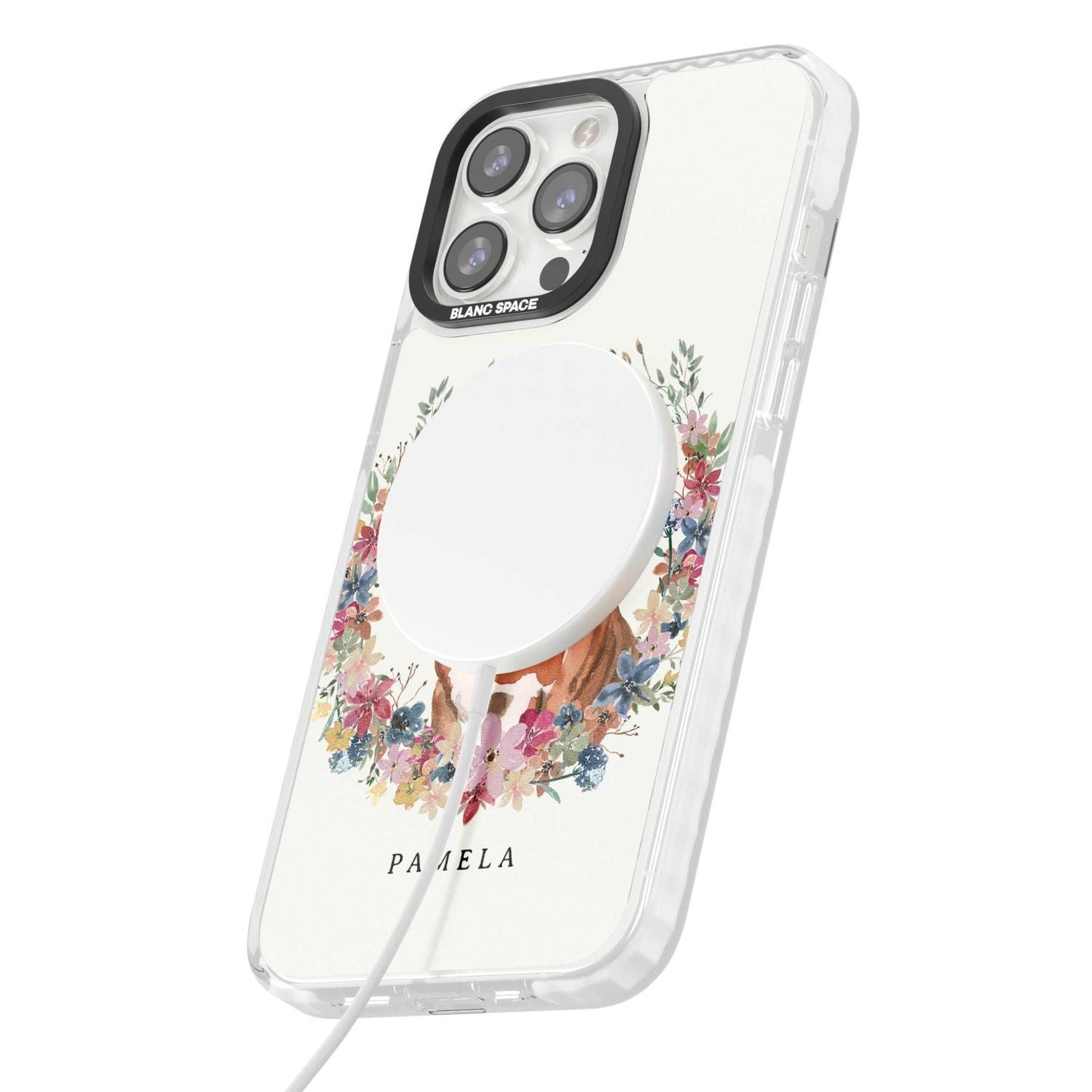 Personalised English Bulldog Floral Portrait