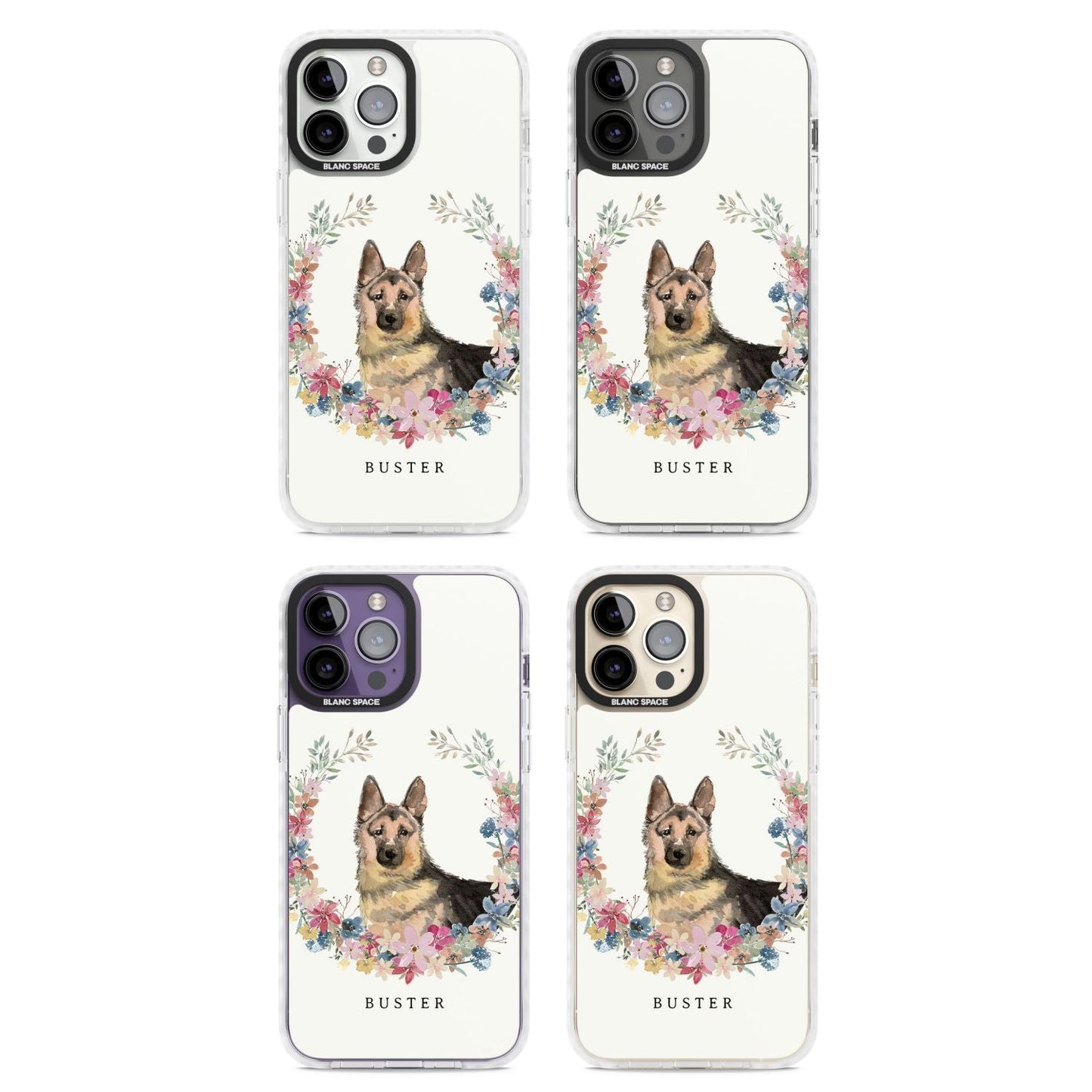 Personalised German Shepherd Floral Portrait