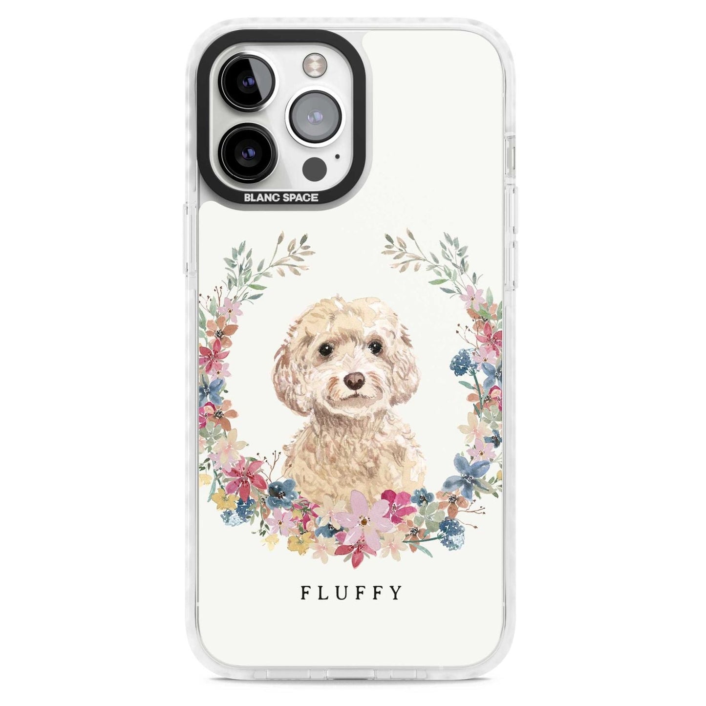 Personalised Champagne Cockapoo Floral Portrait