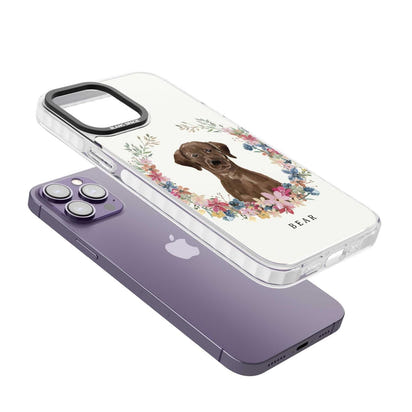 Personalised Chocolate Labrador Floral Portrait