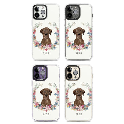 Personalised Chocolate Labrador Floral Portrait