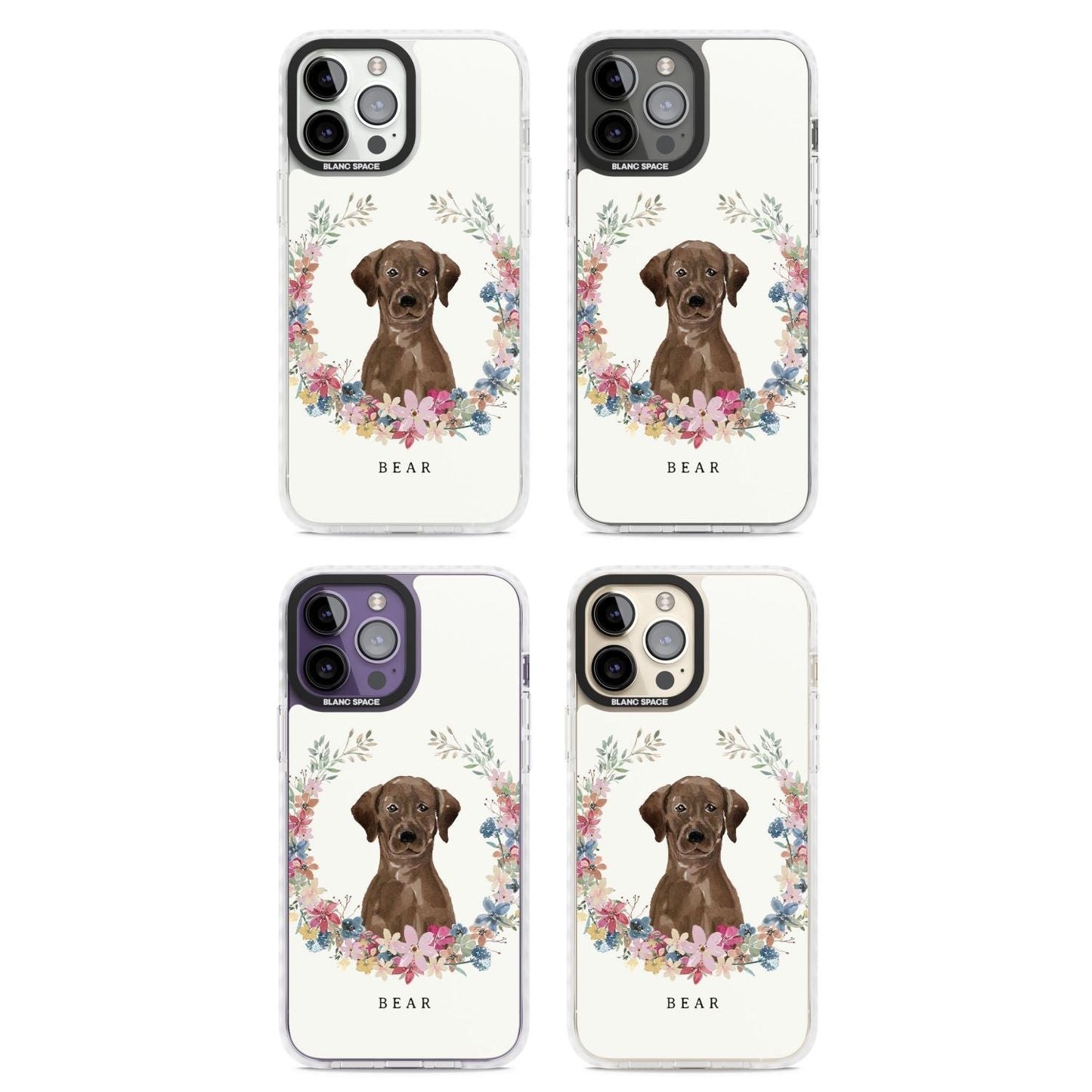 Personalised Chocolate Labrador Floral Portrait