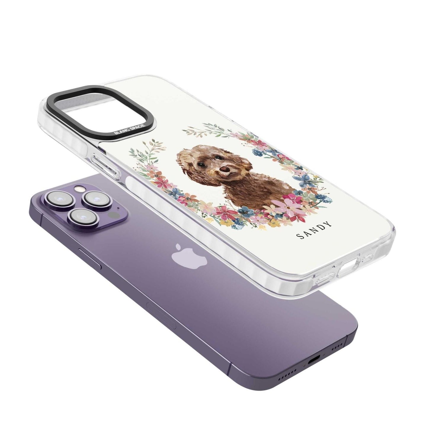 Personalised Brown Cockapoo Floral Portrait