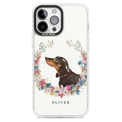 Personalised Black & Tan Dachshund Floral Portrait