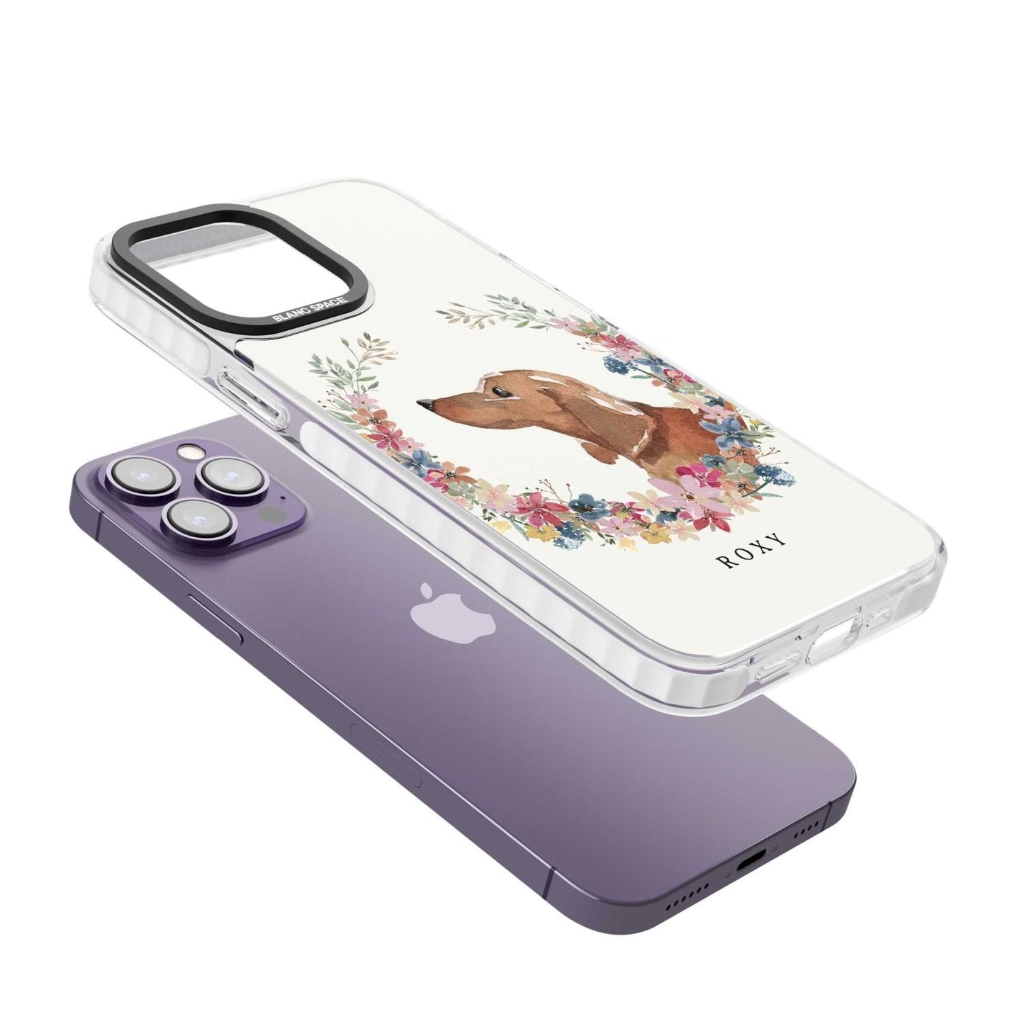 Personalised Tan Dachshund Floral Portrait