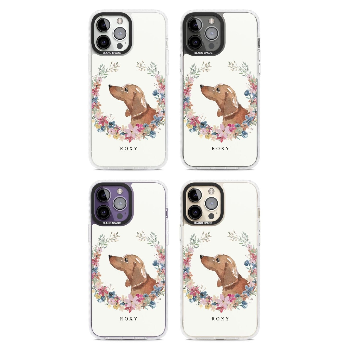 Personalised Tan Dachshund Floral Portrait