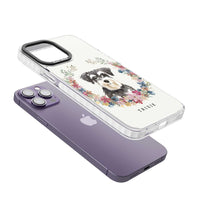 Personalised Watercolor Schnauzer Floral Portrait