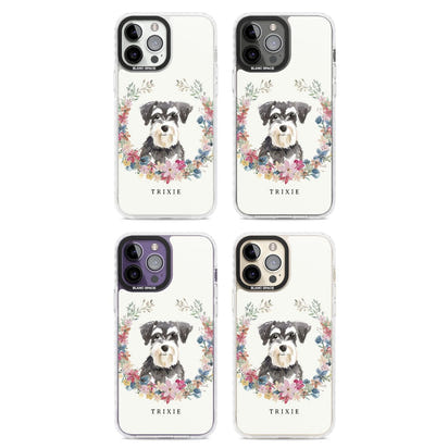 Personalised Watercolor Schnauzer Floral Portrait