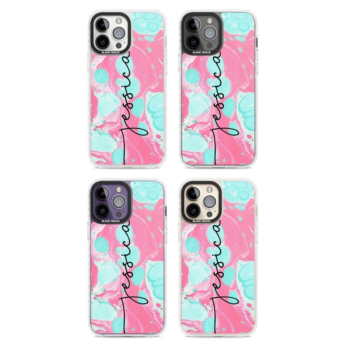 Personalised Turquoise & Pink Marbled