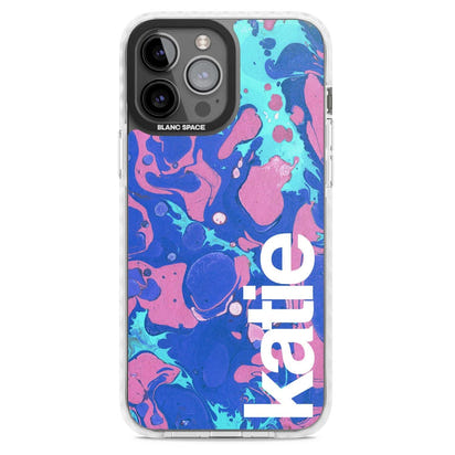 Personalisiertes marineblau-türkisfarbenes Marmor-Design