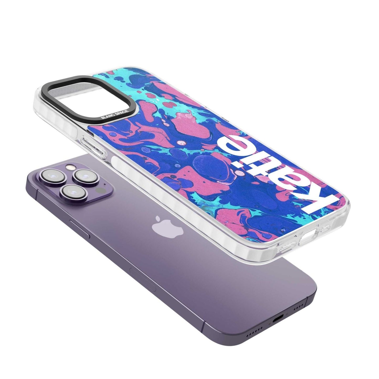 Personalisiertes marineblau-türkisfarbenes Marmor-Design