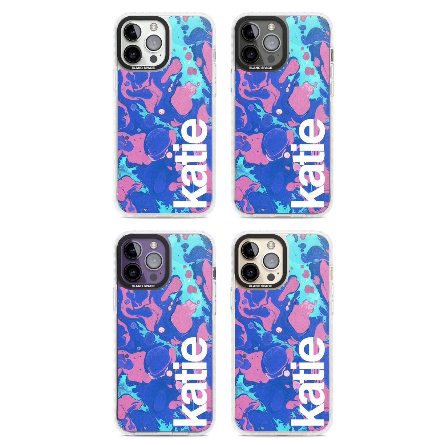 Personalisiertes marineblau-türkisfarbenes Marmor-Design