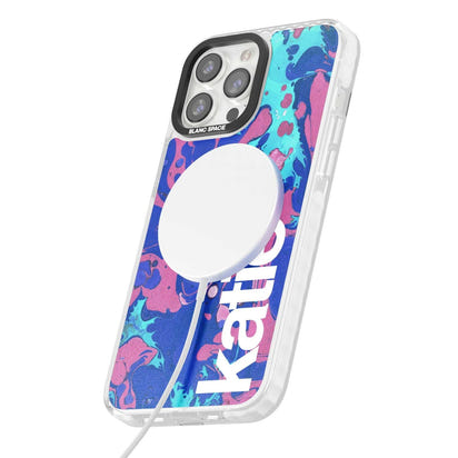 Personalisiertes marineblau-türkisfarbenes Marmor-Design