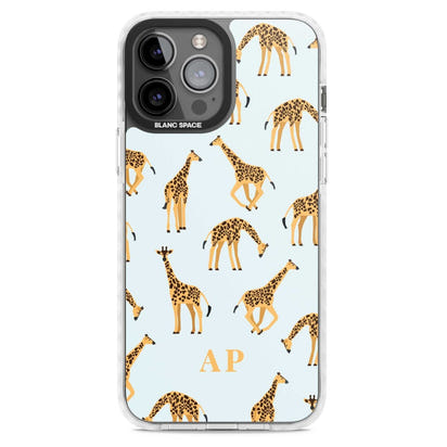 Personalisiertes Safari-Giraffenmuster auf Blau
