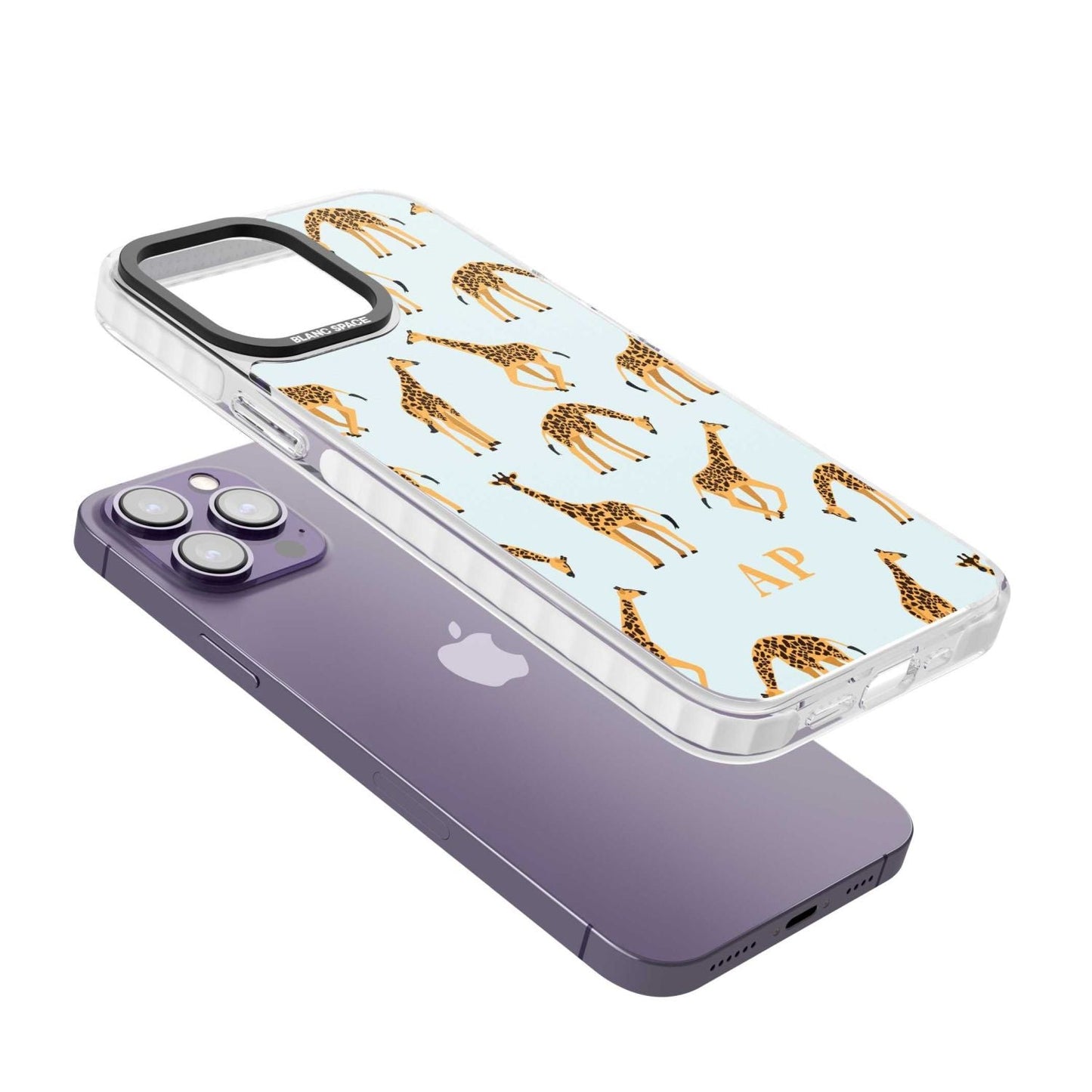 Personalisiertes Safari-Giraffenmuster auf Blau