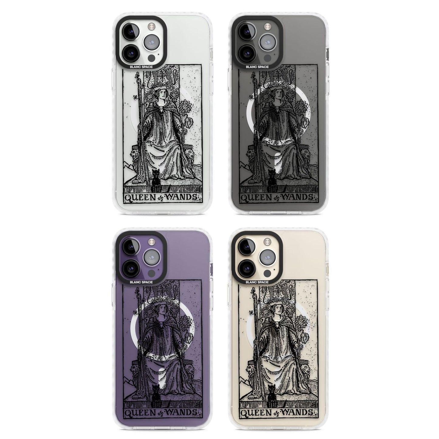 Personalisierte Tarotkarte „Königin der Stäbe“ (transparent)