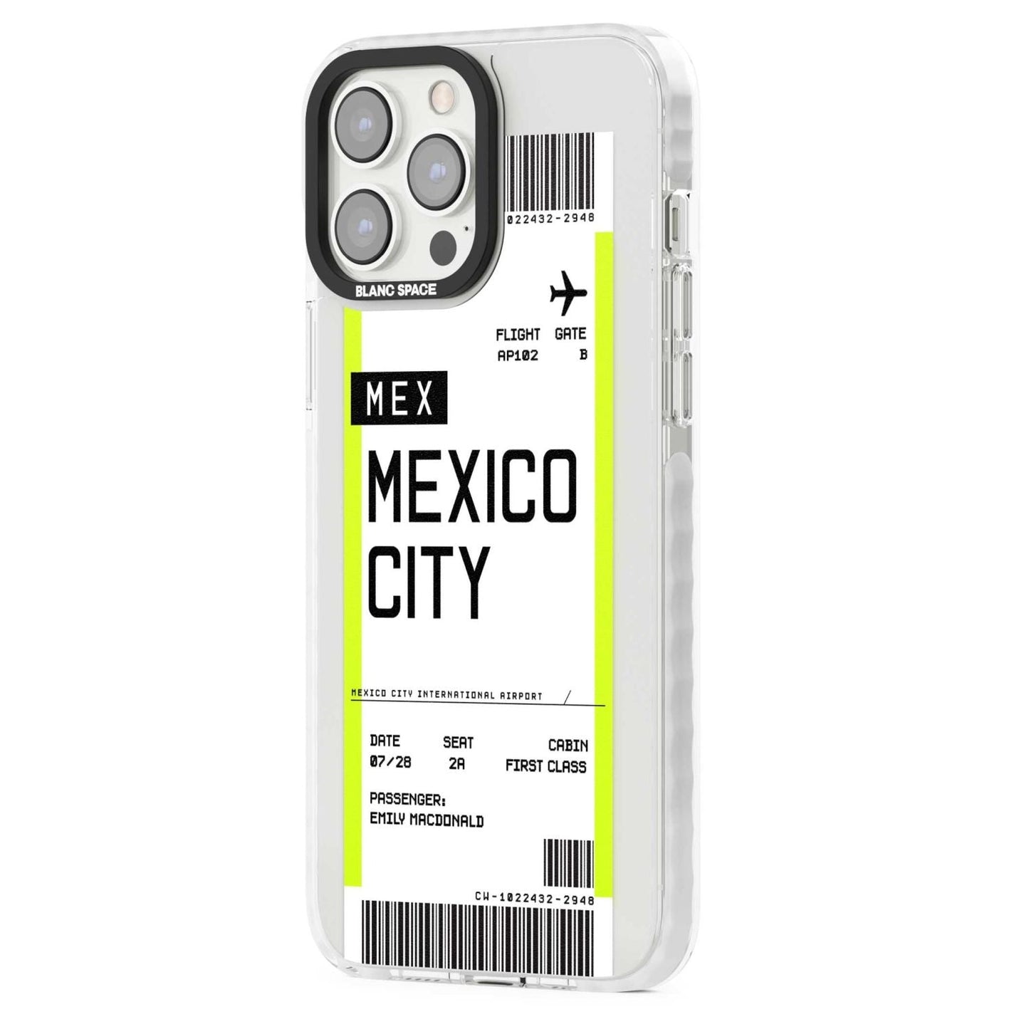 Carte d'embarquement personnalisée pour Mexico