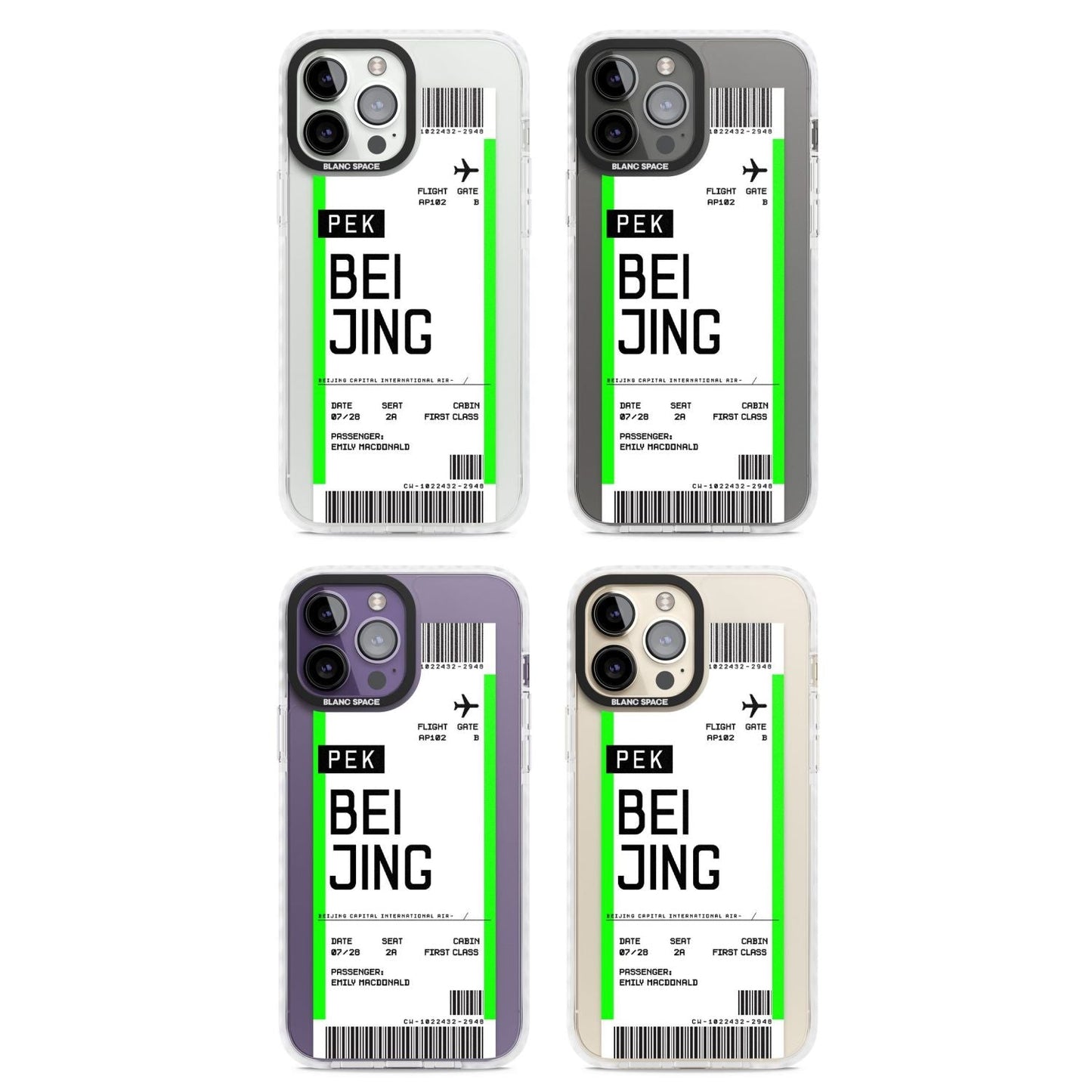 Carte d'embarquement personnalisée pour Pékin