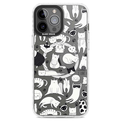 Cartoon Cat Collage Black & White